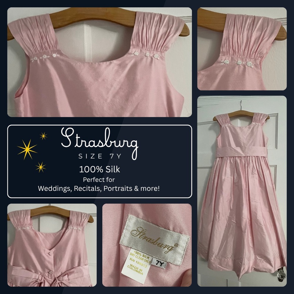 Strasburg Pink 100% Silk Dress 7Y Special Occasion Flower Girl Recital Dance